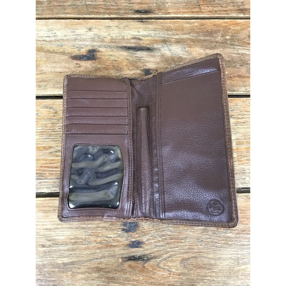 Silver Creek Concho Brown Leather Checkbook Wallet Western